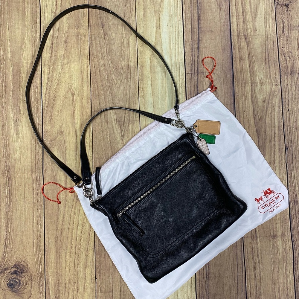 Black Pebbled Leather Coach Crossbody